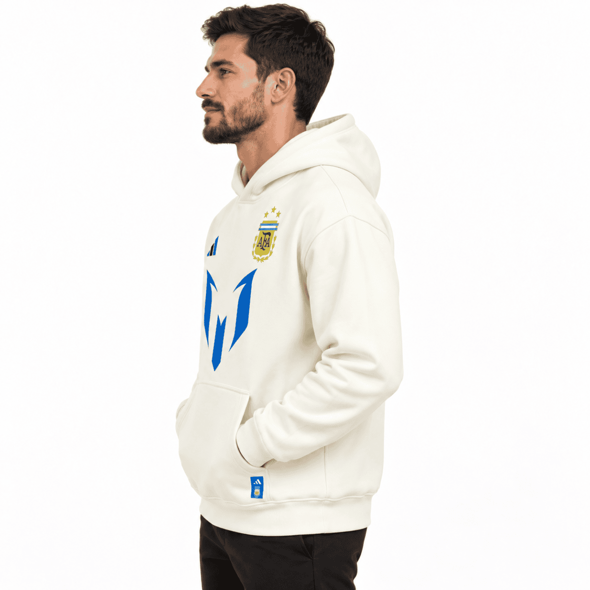 Argentina White Hoodie 2025 - model side