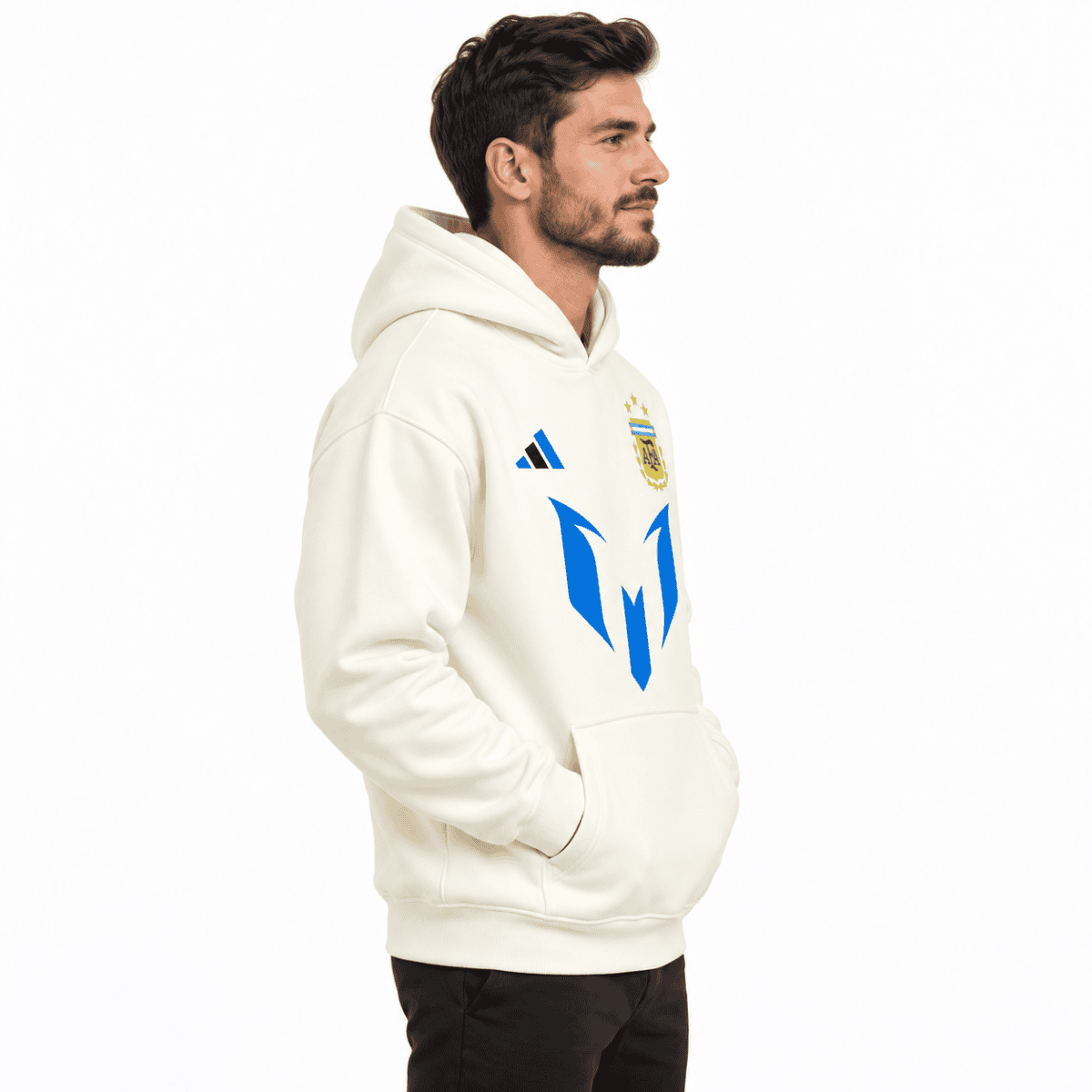 Argentina White Hoodie 2025 - model angle