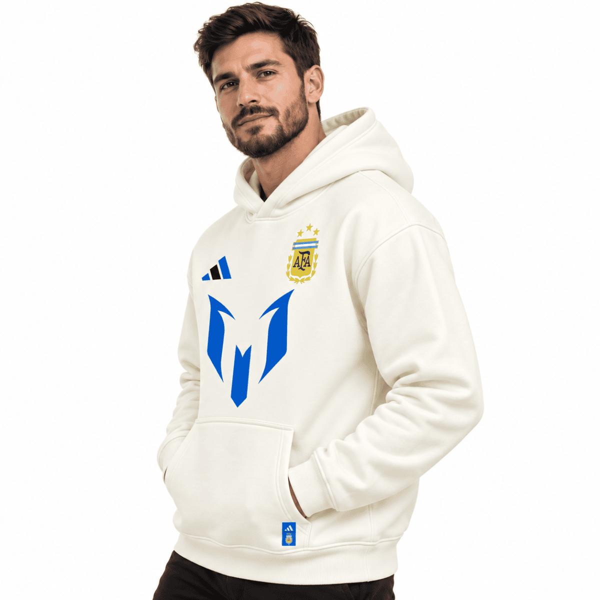 Argentina White Hoodie 2025 - front close-up