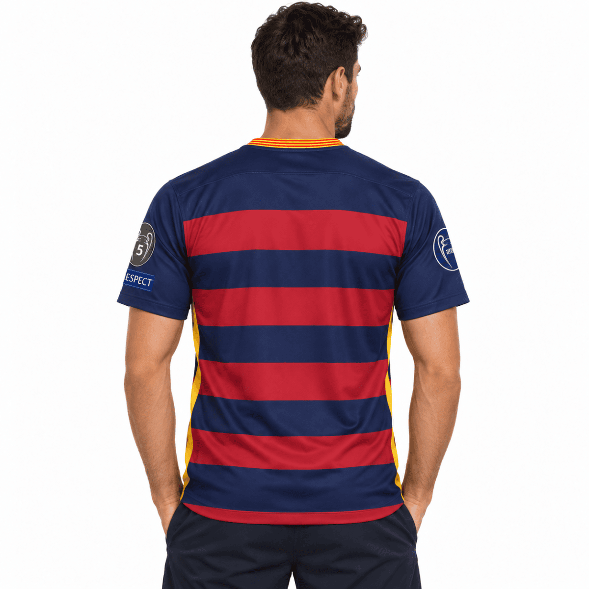 Barcelona Classic 2015/16 Final Jersey with Messi 10 & badges - model back