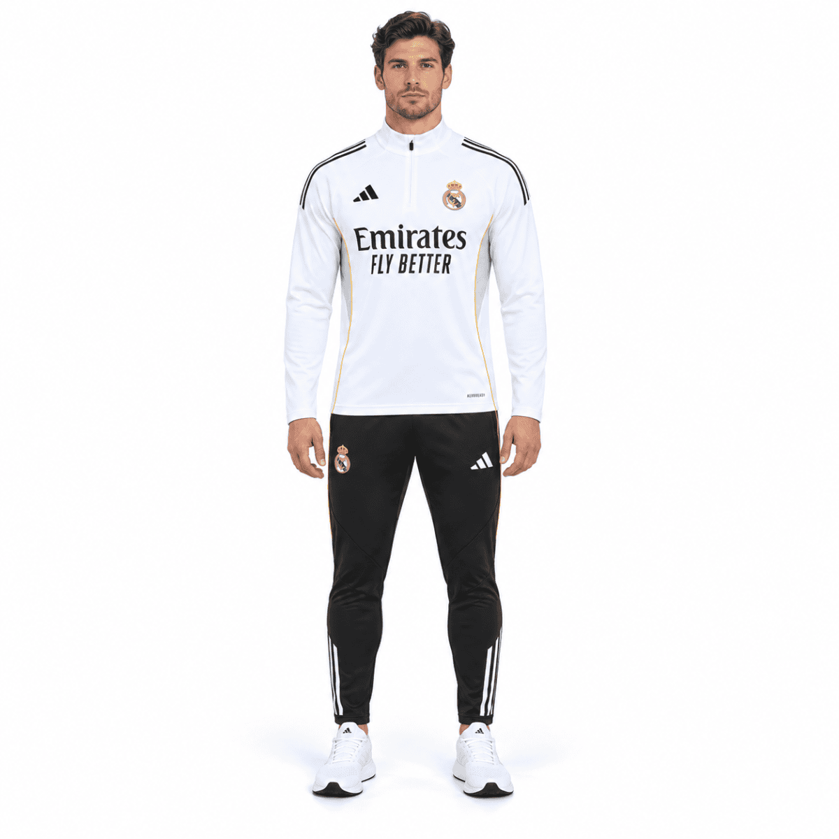 Real Madrid Junior White Tracksuit - model front full
