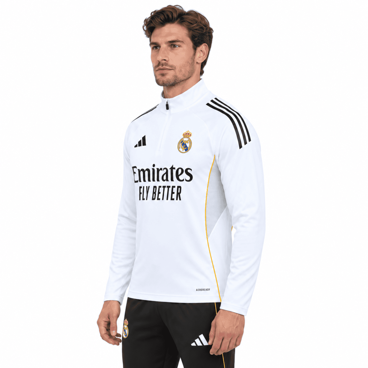 Real Madrid Junior White Tracksuit - model side
