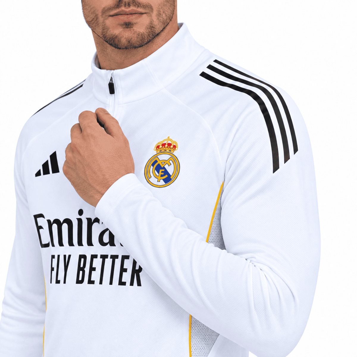 Real Madrid Junior White Tracksuit - collar detail