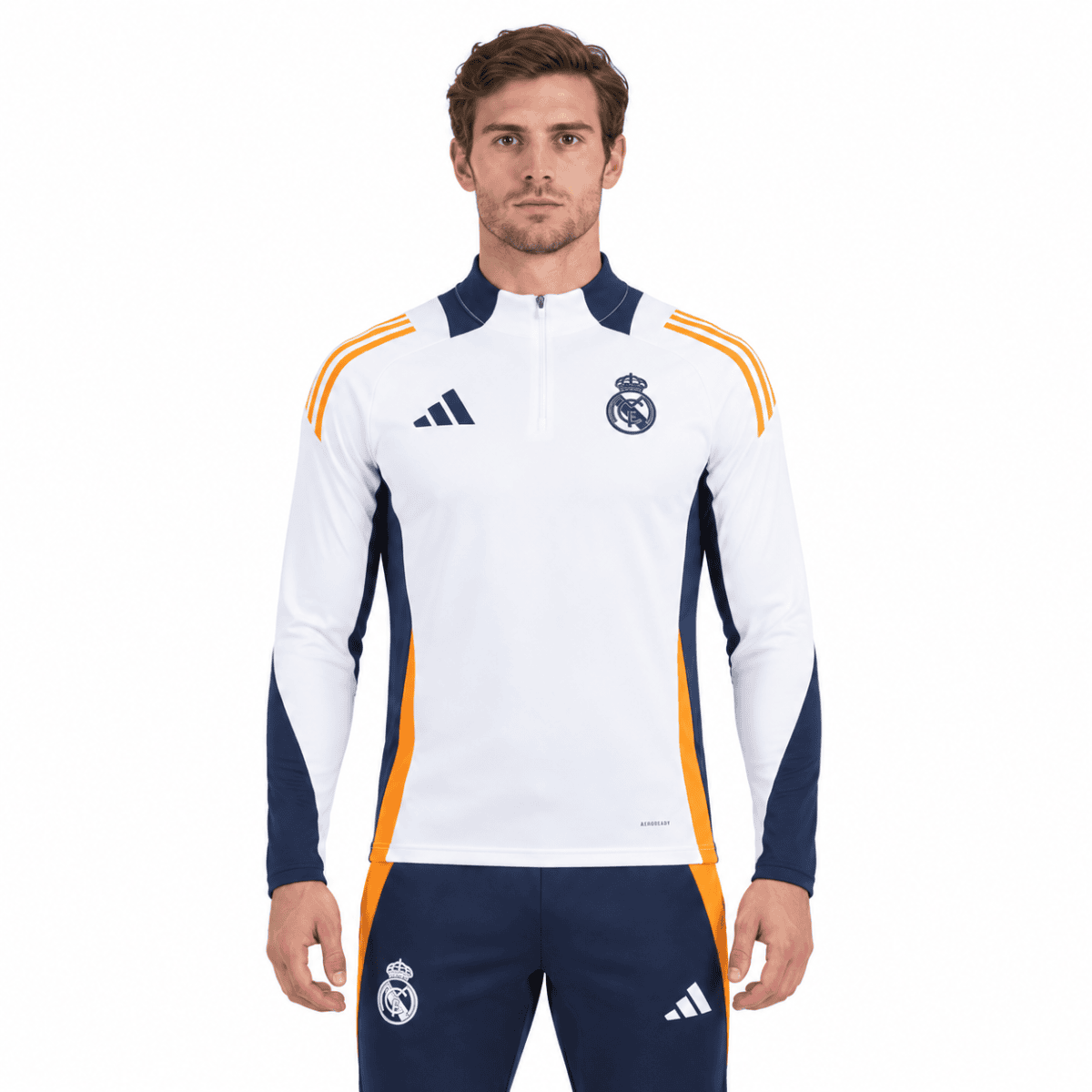 Real Madrid Pre-Match White Tracksuit 2024/25 - jacket front