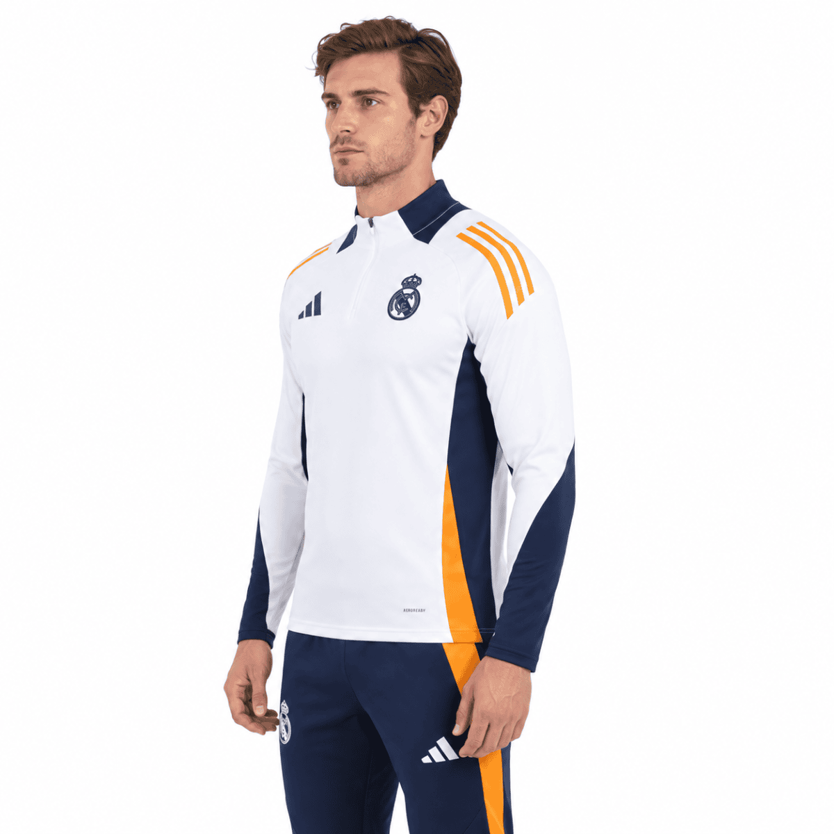 Real Madrid Pre-Match White Tracksuit 2024/25 - model side