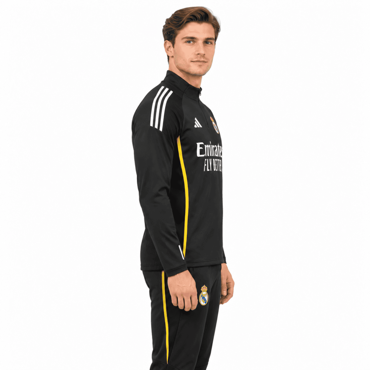 Real Madrid Black Tracksuit - model side