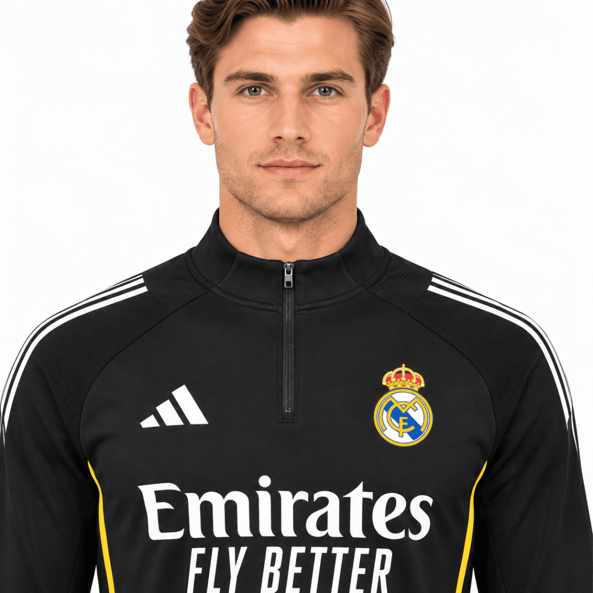 Real Madrid Black Tracksuit - front close-up