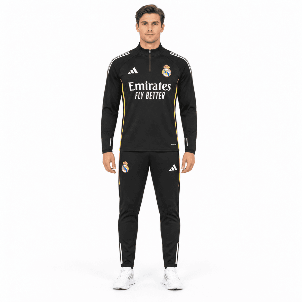 Real Madrid Black Tracksuit - model front full