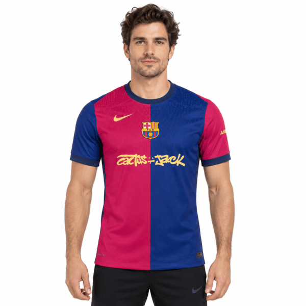 ChatGPT Image Oct 13 2026 06_12_55 PM-1 - UAE SPORT STORE Barcelona Home Player Version Travis Scott Jersey 2024/25 - model front