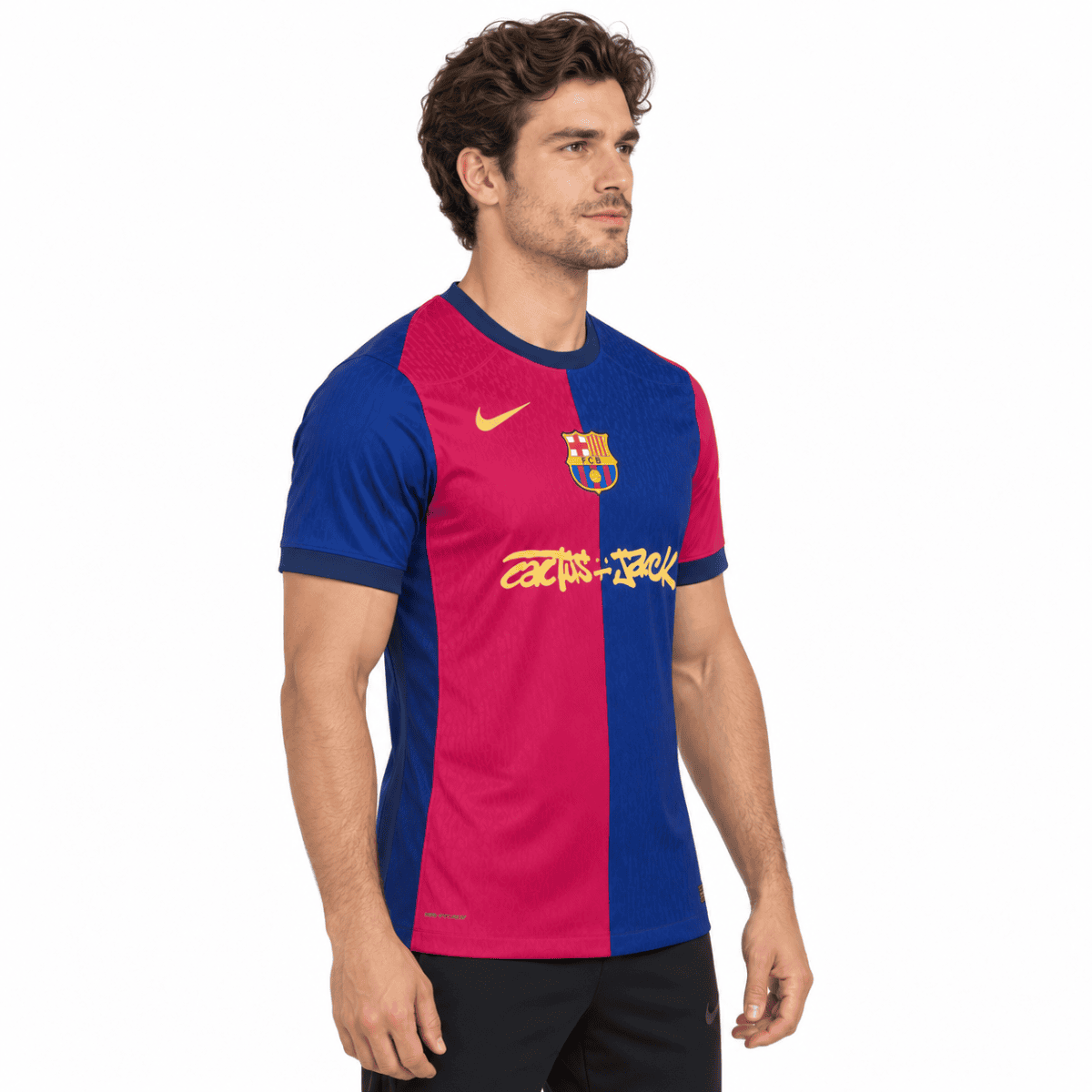 Barcelona Home Player Version Travis Scott Jersey 2024/25 - model side