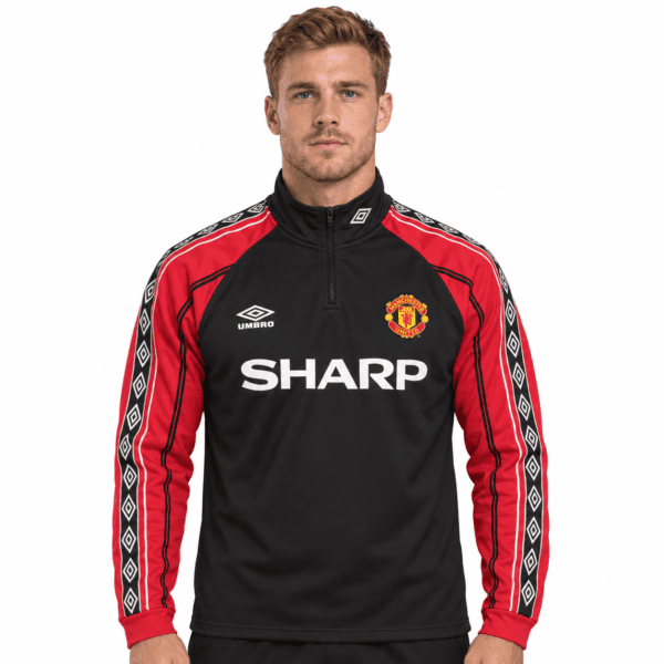 Manchester United Training Jacket 1998-99 Iconic Black Top - model front