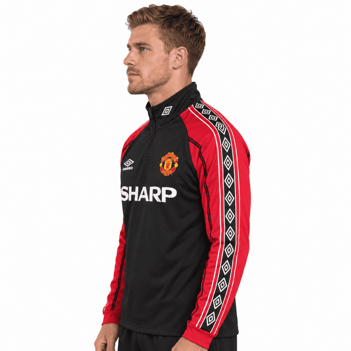 Manchester United Training Jacket 1998-99 Iconic Black Top - model angle