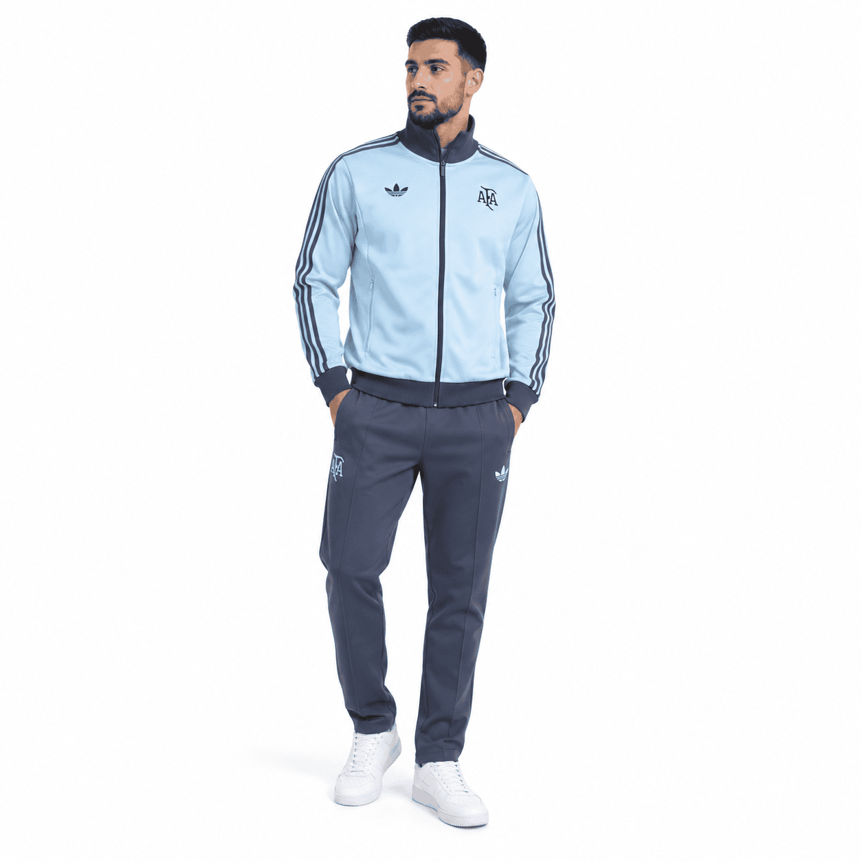 Light Blue Track Suit Portrait - UAE SPORT STORE Argentina Jacket Suit 2025/26 - model front full