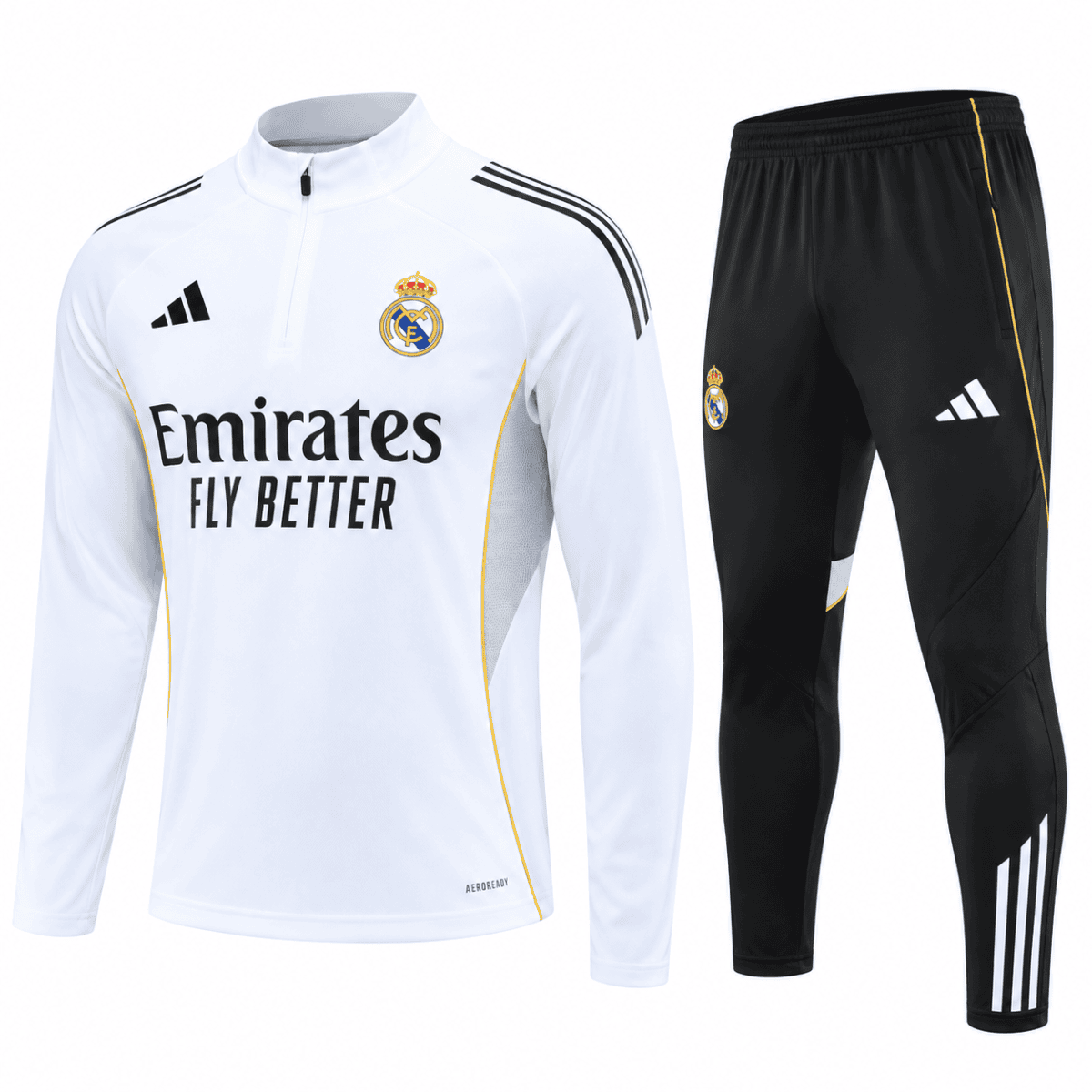 Real Madrid Junior White Tracksuit - full set flat lay