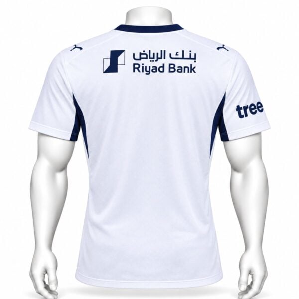 Al Hilal away player version jersey back view white with navy shoulder detail