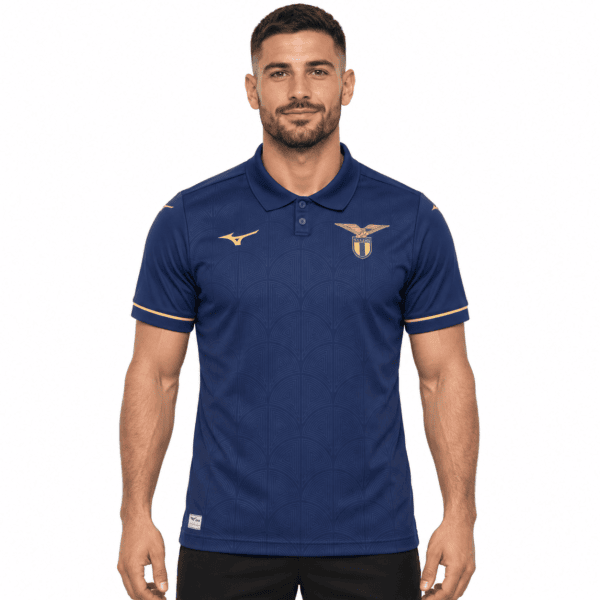 Lazio third football jersey 2026/27 in blue with gold accents and club crest.