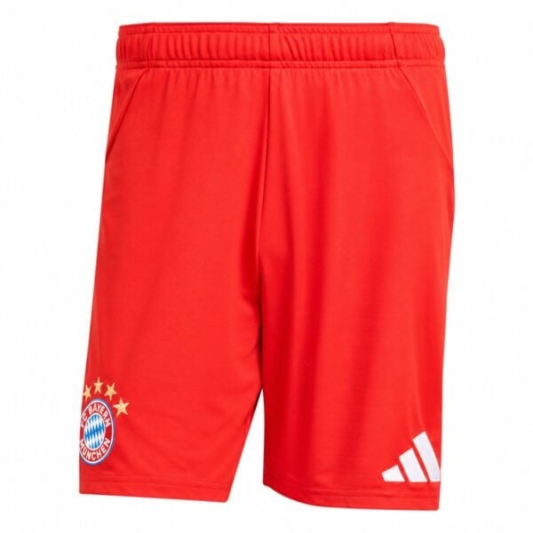 Bayern Munich Home Shorts 2025/26 front red with five-star crest and white adidas logo