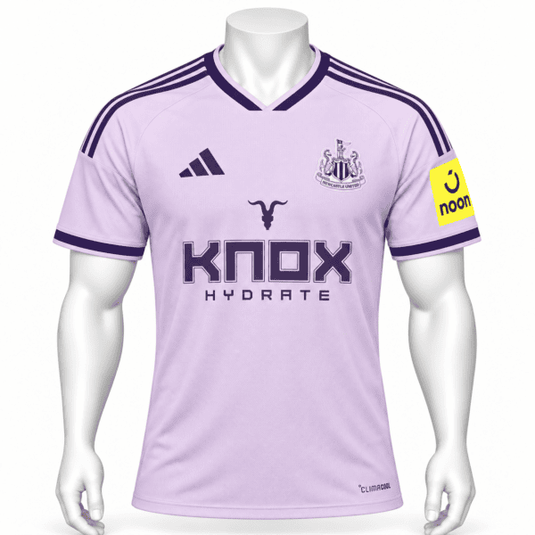 Newcastle United third kit jersey 2026/27 in purple with sponsor logos.