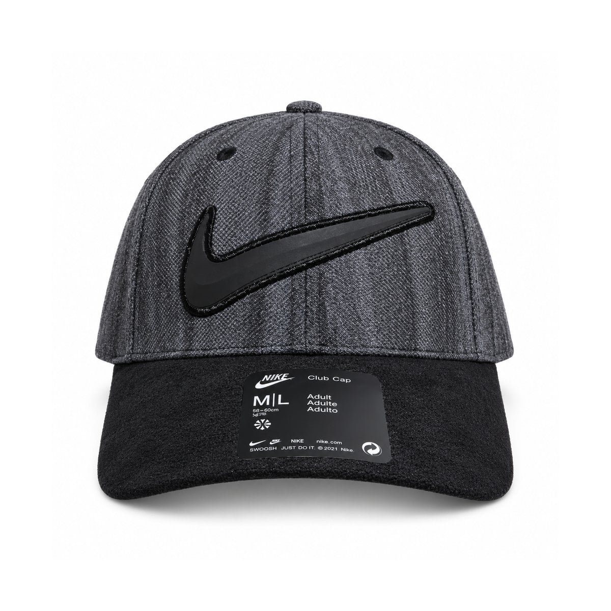 gray-stripe-applique-cap-front - UAE SPORT STORE Nike Ash Dark Grey Baseball Cap - front view