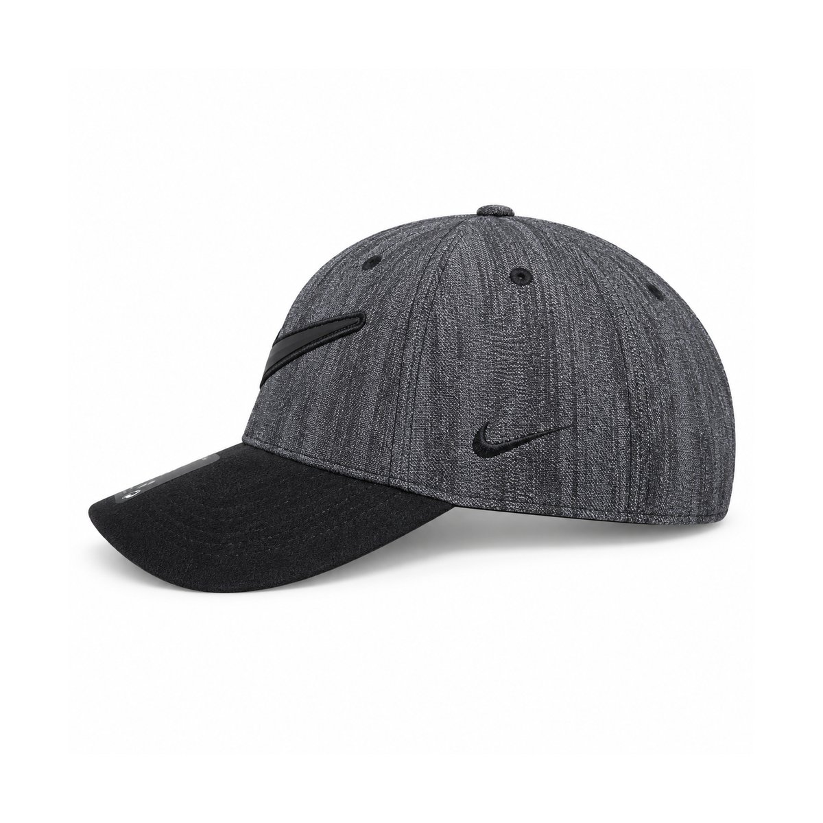 gray-stripe-applique-cap-side-left - UAE SPORT STORE Nike Ash Dark Grey Baseball Cap - left side view