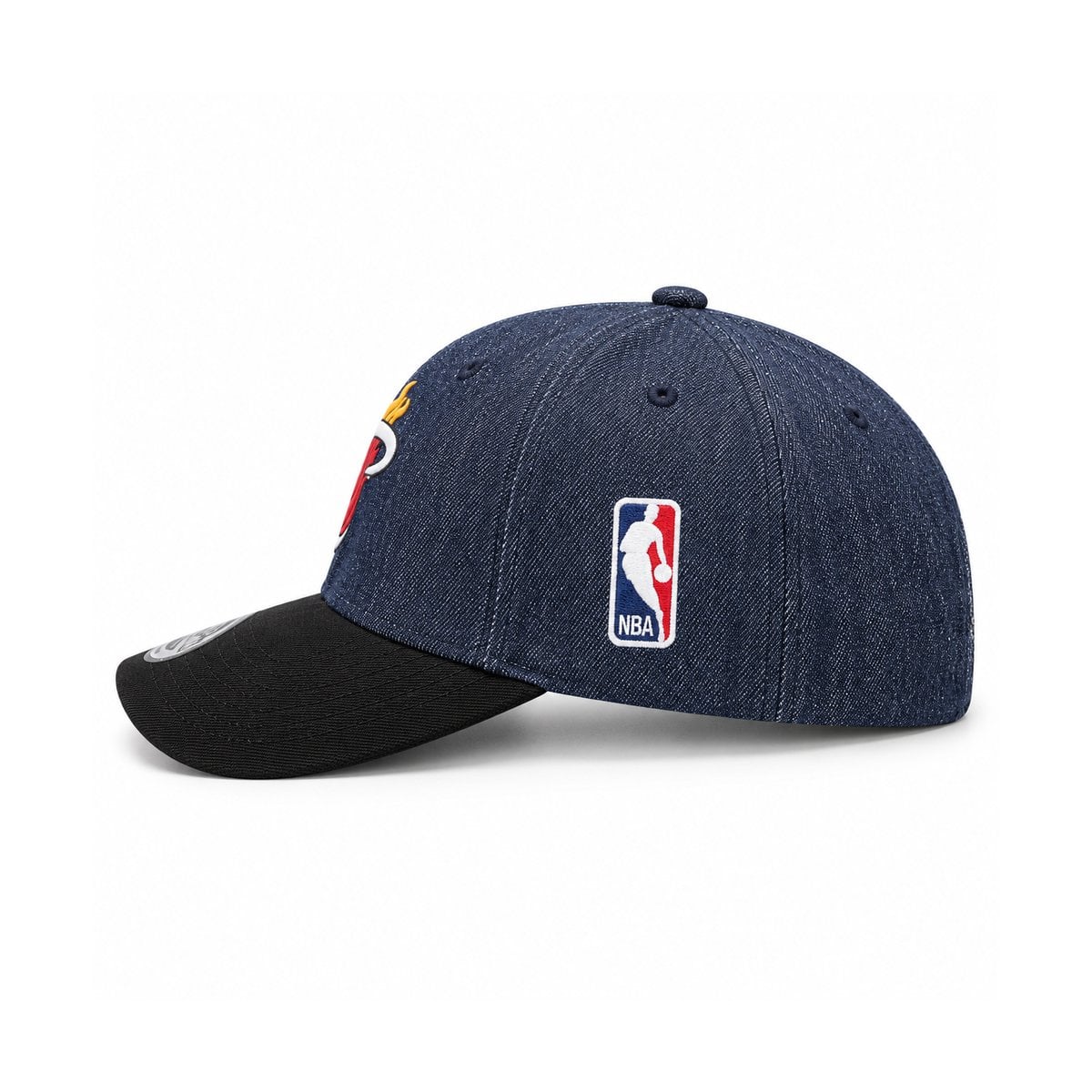 miami-heat-denim-cap-side-left - UAE SPORT STORE Miami Heat Denim Baseball Cap - left side view