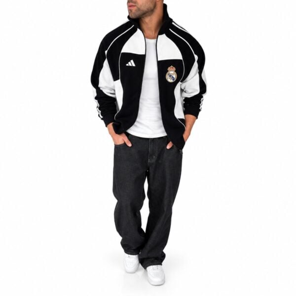 Real Madrid black track jacket full outfit on model