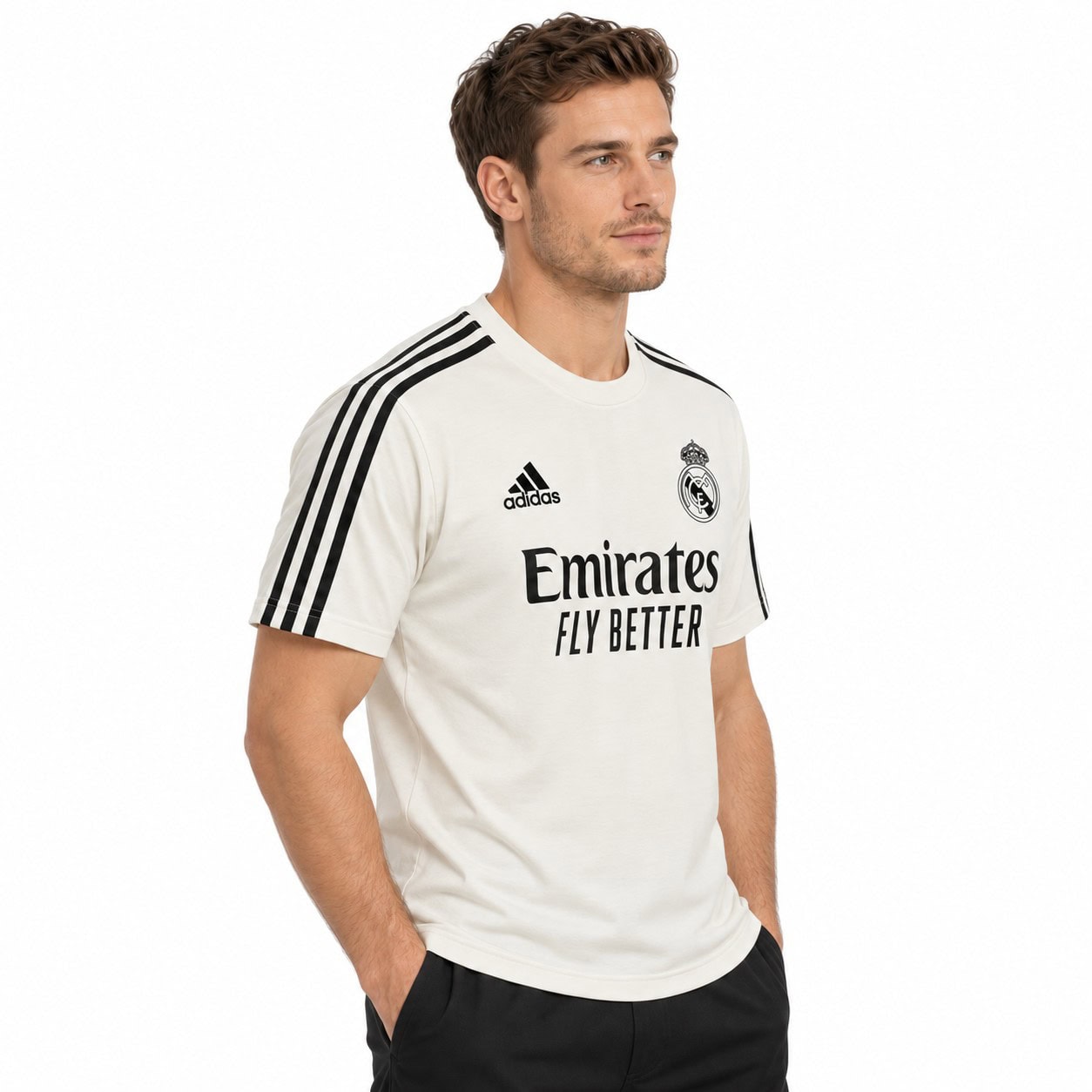 rm-white-special-edition-4 - UAE SPORT STORE Real Madrid away kit jersey with black stripes and sponsor logo.