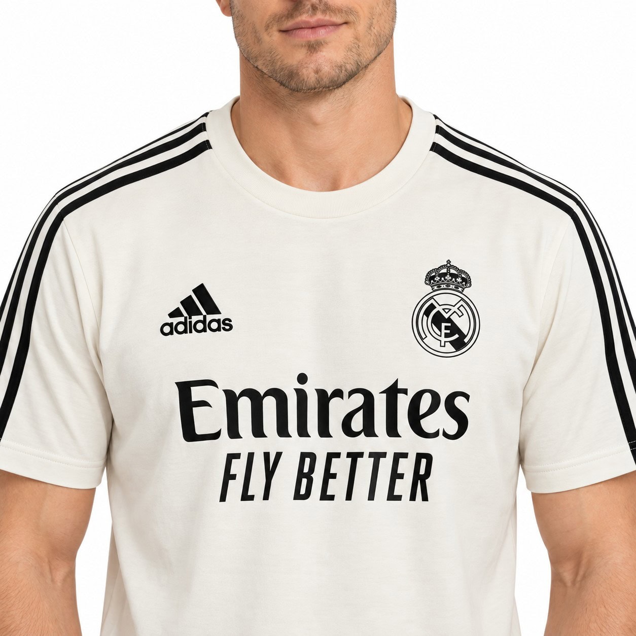 rm-white-special-edition-5 - UAE SPORT STORE Real Madrid away kit 2023-24 white jersey with black logo and sponsor.