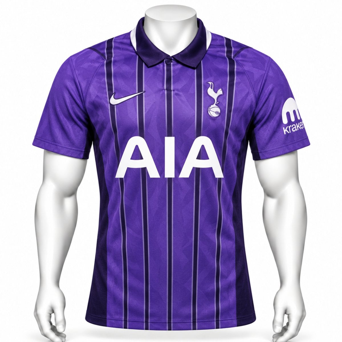 Tottenham Hotspur third player version jersey 2026 2027 purple front view with pinstripes and cockerel crest - UAE SPORT STORE Tottenham Hotspur third player version jersey 2026 2027 purple front view with pinstripes and cockerel crest