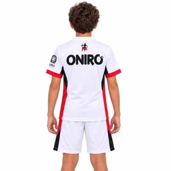 Zamalek home kids kit back view white jersey with back sponsor and white shorts
