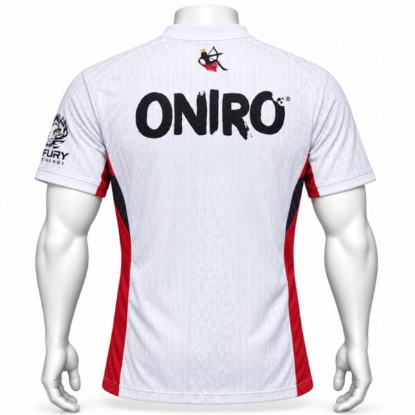 Zamalek home player version jersey back view white with ONIRO back sponsor and red side panels
