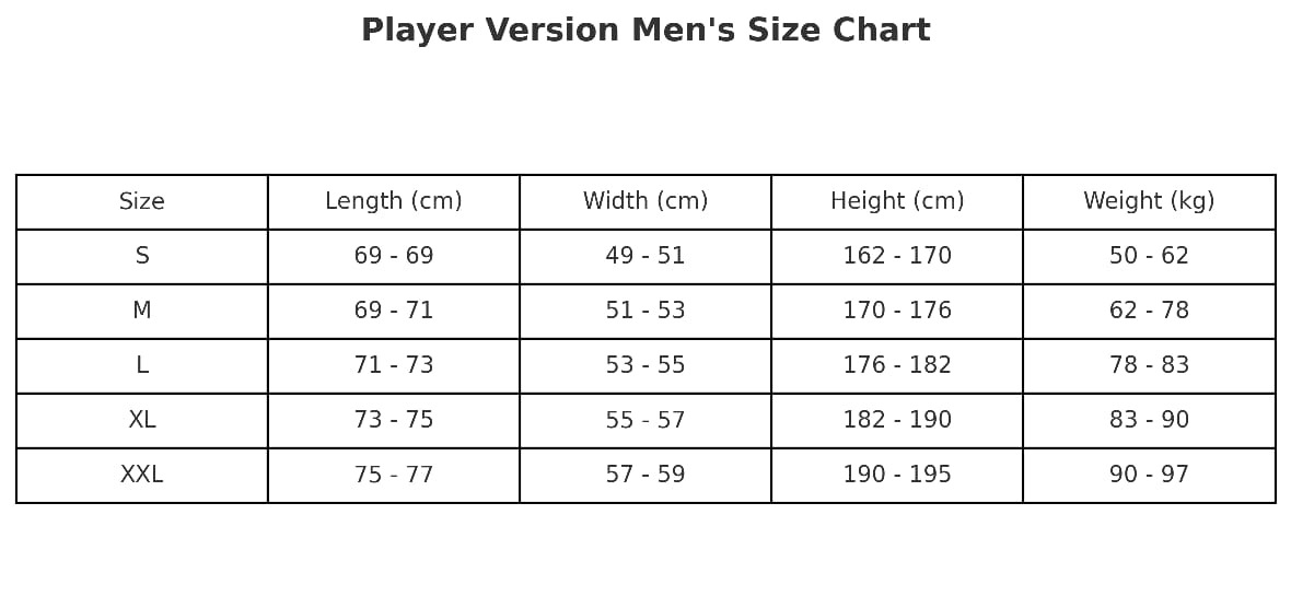 Size chart
